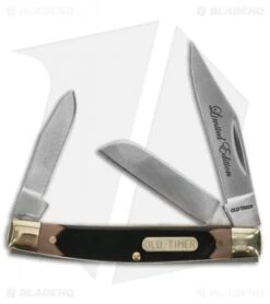 Old Timer Limited Edition 3-Piece Gift Set Fixed/Folders Black W/ Tin -Schrade Old Timer 3 Piece Fixed Folders Saw Cut Handles Satin BHQ 123469 jr folding 1