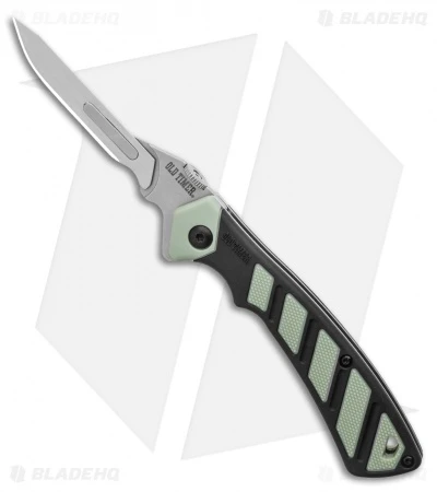 Old Timer Replaceable Blade Knife Black/Green Rubber FRN (2.75" Satin) 3 Old Timer Replaceable Blade Knife Black/Green Rubber FRN (2.75" Satin)