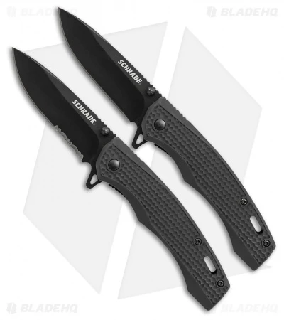 Schrade 2 Piece Linerlock Manual Folding Knife Set Black ABS (3.5" Black) 3 Schrade 2 Piece Linerlock Manual Folding Knife Set Black ABS (3.5" Black)