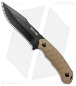 Schrade I-Beam Fixed Blade Knife Brown G-10 (4.75" Black)