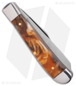 Schrade Imperial Trapper Knife 3.5" Amber Swirl IMP15T -Schrade Schrade Imperial Trapper Amber Swirl SS BHQ 22121 jr side