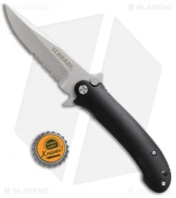 Schrade Liner Lock Knife Black Al (3.5" Bead Blast Serr) SCH223S -Schrade Schrade LL Black Alum BB Serr SCH223S BHQ 61936 jr bottlecap