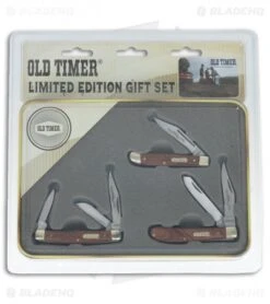 Schrade Old Timer Rosewood Brass 3-Piece Knife Set 1130063 -Schrade Schrade OT Rosewood Brass 3 Piece Set BHQ 116722 jr package