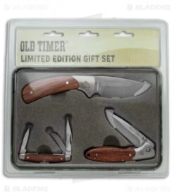 Schrade Old Timer Rosewood Geo 3-Piece Knife Set 1130065 -Schrade Schrade OT Rosewood Geo 3 Piece Set BHQ 116723 jr package