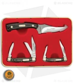 Schrade Old Timer Sharpfinger 3-Piece Knife Set Burl Wood W/Gift Tin 1130040 -Schrade Schrade OT Wood Sharpfinger 3 Piece Set BHQ 116719 jr bottlecap