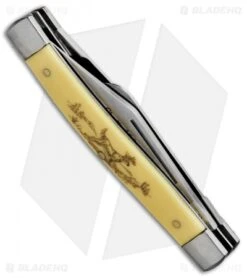 Old Timer 2016 Limited Edition Knife Gift Set Yellow Scrimshaw -Schrade Schrade Old Timer 2016 Edition Yellow SCPROM 16 32CP BHQ 49194 jr knife 1 side