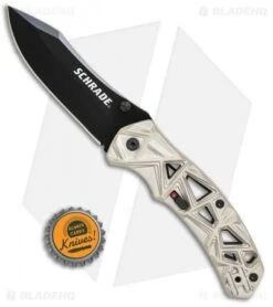 Schrade Shizzle MAGIC Spring Assisted Knife Champagne (3.375" Black) -Schrade Schrade Shizzle MAGIC SA Champagne Black SCHA11C BHQ 61993 jr bottlecap