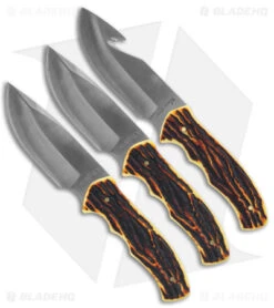 Schrade Uncle Henry 3 Piece Fixed Blade Knife Combo Pack - Faux Stag