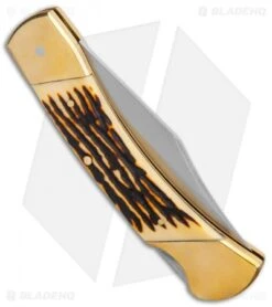 Schrade Uncle Henry Papa Bear Traditional Pocket Knife 5" Brown Staglon SCHLB8 -Schrade Schrade Uncle Henry Papa Bear Traditional Brown Staglon SCHLB8 BHQ 62058 jr side