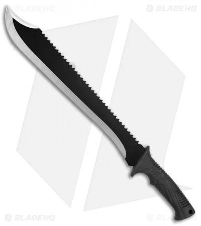 Schrade Clip Point Machete Fixed Blade W/ Sawback (14.8" Black) SCMACH2CP -Schrade Schrade clip point machete sawback black SCMACH2CP BHQ 62067 er