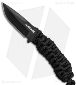 Schrade Full Tang Neck Knife Black Paracord (2.7" Black) SCHF46