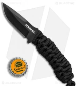 Schrade Full Tang Neck Knife Black Paracord (2.7" Black) SCHF46 -Schrade Schrade full tang neck knife black paracord black SCHF46 BHQ 62027 er size
