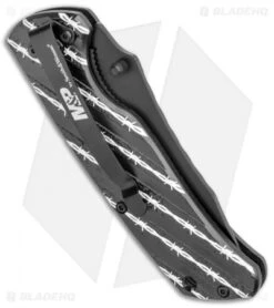 M&P American Patriot Folder Knife Black US Flag/Barbed Wire (3.25" Black Serr) -Schrade Smith and Wesson MP American Patriot Folder in Tin BHQ 123480 jr side