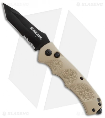 Schrade Extreme Survival Tanto Automatic Knife Tan (3.25" Black Serr) SC60BRTS 3 Schrade Extreme Survival Tanto Automatic Knife Tan (3.25" Black Serr) SC60BRTS