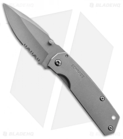 Schrade Mini Drop Point Frame Lock Knife (2.625" Gray Serr) SCH303MS 3 Schrade Mini Drop Point Frame Lock Knife (2.625" Gray Serr) SCH303MS