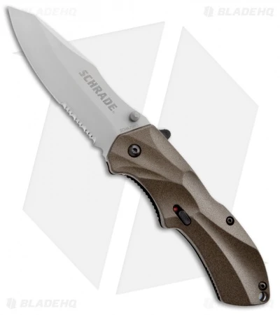 Schrade SCHA7BRS Clip Point Spring Assisted Knife Brown (3.25" Bead Blast Serr) 3 Schrade SCHA7BRS Clip Point Spring Assisted Knife Brown (3.25" Bead Blast Serr)