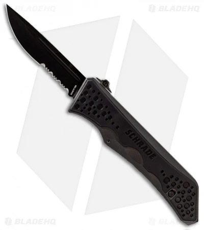 Schrade Drop Point OTF Spring Assisted Knife (3.5" Black Serr) SCHOTF7BS 3 Schrade Drop Point OTF Spring Assisted Knife (3.5" Black Serr) SCHOTF7BS